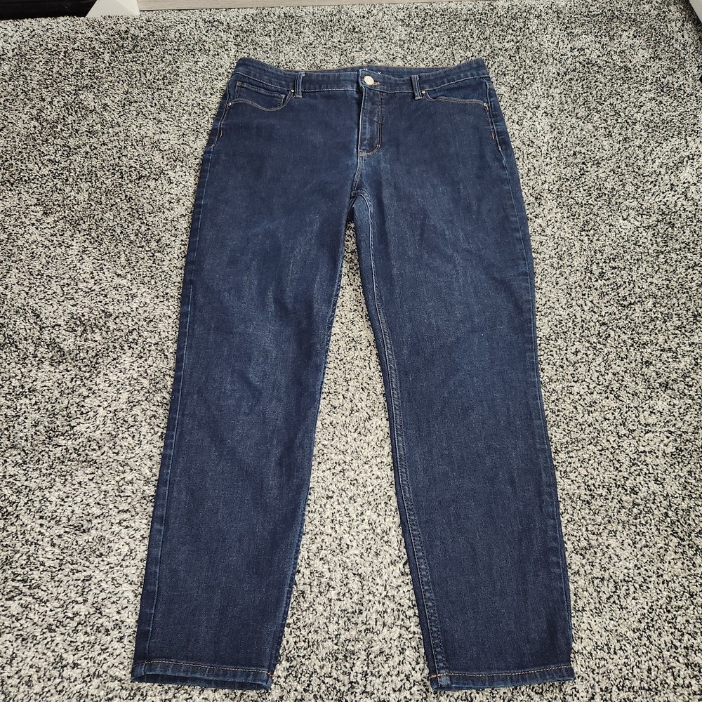 white house black market the skinny crop High Rise Jeans, Stretch Darkwash Sz 12